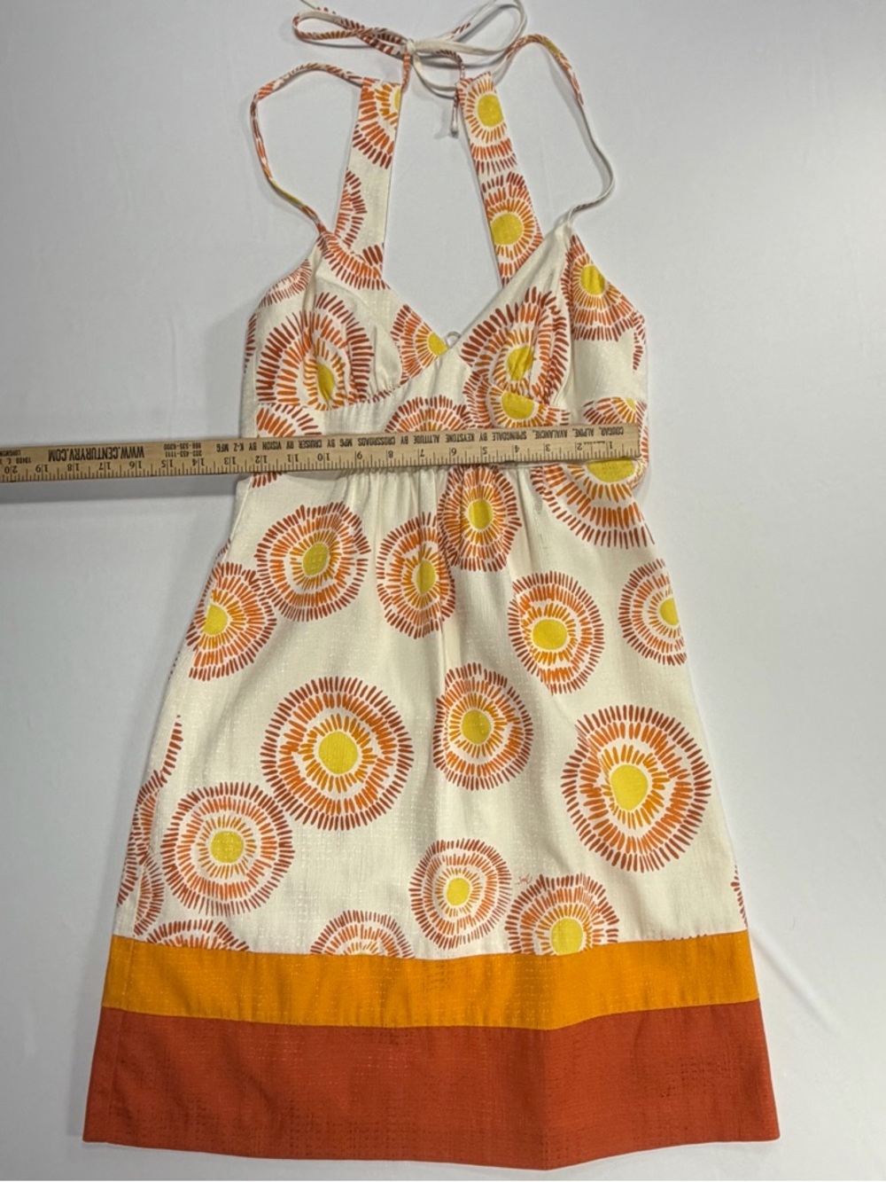 Trina Turk Mini Dress Orange Yellow Sunburst Womens Size 2 Halter Boho Beach - Picture 4 of 13